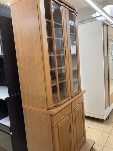 リユースマン倉敷、木製カップボード、ナチュラル、収納、棚