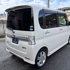 【総額コミコミ】広島発プライムゲート ⭐︎即日納車OK⭐︎ 25年式タントカスタム　カスタムRSターボ　後期最終型　超絶美車⭕️　新品タイヤ交換済　車検令和８年８月２９日まで　純正ナビ　バックカメラ　テレビ　ETC　ドラレコ　HIDヘッドライト　パワースライドドア　アルファⅡホーン　スマートキー　純正15インチアルミホイール　革巻きステアリング　プライバシーガラス　軽自動車　格安　タイミングチェーン　修復歴無　ディーラー系オートオークション仕入の画像