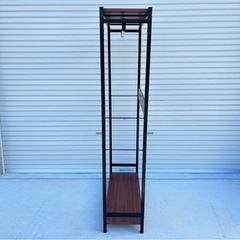 ワイエムワールド ハンガーラック シングル 棚付き 幅90cm 高さ170cm 木製 ラック付き オーク mw0809の画像