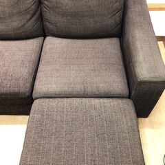 stp-3547　3人掛けソファ　ブラウン　オットマン付き　幅186cm　ファブリックソファ　3Pソファ　3人用　ソファー　茶　布　コンパクト　小さめ　低めの画像