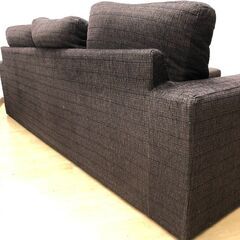 stp-3547　3人掛けソファ　ブラウン　オットマン付き　幅186cm　ファブリックソファ　3Pソファ　3人用　ソファー　茶　布　コンパクト　小さめ　低めの画像