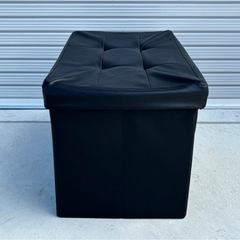 収納ができる折りたたみスツール フェイクレザー ブラック スツール 収納BOX 収納付き 収納スツール mw0810の画像