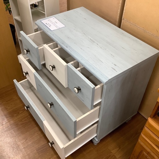 SHIRAI 白井産業 3段ローチェスト FRS-7070H　フレンチシャビー【トレファク 川越店】