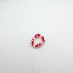 ハンドメイド 指輪 花 青 赤 ピンク 三個セットの画像