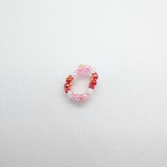 ハンドメイド 指輪 花 青 赤 ピンク 三個セットの画像