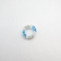 ハンドメイド 指輪 花 青 赤 ピンク 三個セットの画像