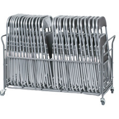 パイプ椅子124脚セット専用かご台車付き！　office・学校・集会所などに！の画像