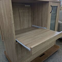 【コンパクトサイズ】 キッチンカウンター レンジボード カップボード レンジ台　カウンターキッチン 幅88cm コンセント付き 組立家具：ナチュラルの画像