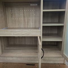 【コンパクトサイズ】 キッチンカウンター レンジボード カップボード レンジ台　カウンターキッチン 幅88cm コンセント付き 組立家具：ナチュラルの画像