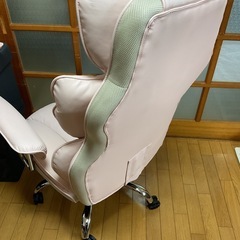 コロ付き　リクライニング　オットマン　付き　チェアー　ピンクの画像