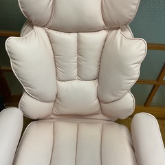 コロ付き　リクライニング　オットマン　付き　チェアー　ピンクの画像