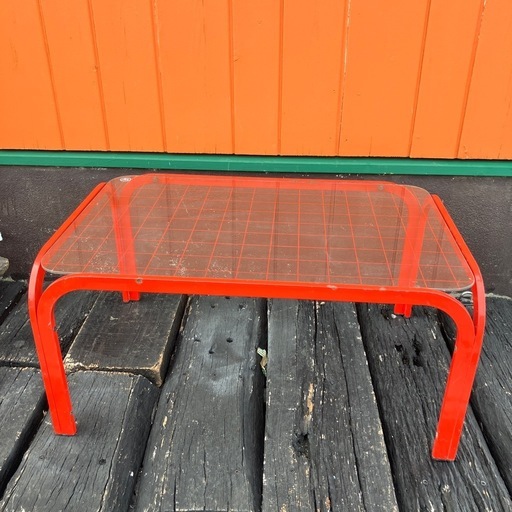 レトロポップ ガラステーブル 平成 昭和 机 セール 赤 昭和レトロ