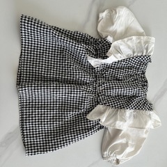 白黒チェック半袖120👧🏻の画像