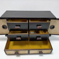 和ダンス 小物入れ アクセサリー収納 レトロ 和風ケース 木製 ミニチェスト 引き出し多数 小物整理 251111-9Tの画像
