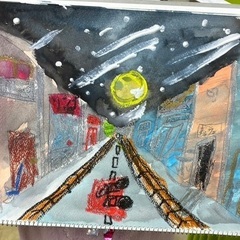 【アトリエべる国立駅前教室】🥶ガタガタブルブル🧊寒い時に見られる幻のオーロラが描ける⁉️の画像