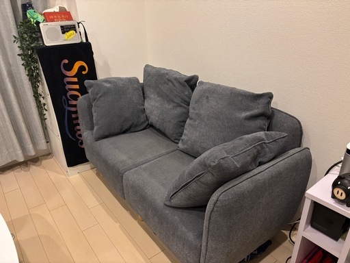 【最終値下げ】モダン 2人掛けソファ グレー 2人がけソファ グレー