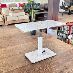 A1732🌟配送♻️設置🉑‼️ リビングテーブル 昇降式 幅90cm 大理石柄 （ 高さ調節)🌟の画像