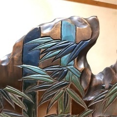 虎と竹の彫刻 衝立、
の画像