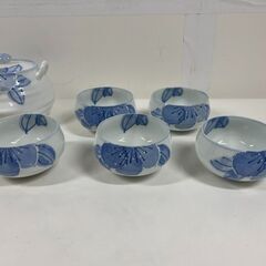 未使用 有田焼 雅峯 一珍梅花茶器揃 急須 湯呑5客セット 湯のみの画像