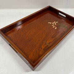未使用 伝統工芸品 もくめぬり 漆器 天然木 お盆 ウレタン塗装 トレイの画像