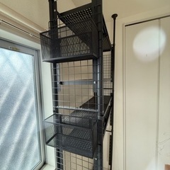 突っ張り式ラック ブラック　※解体済み・引き取り限定の画像