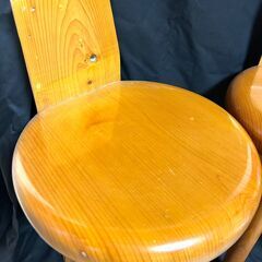 【B396】無垢材ダイニングチェア - ハンドメイド/天然木/2脚/丸椅子/の画像