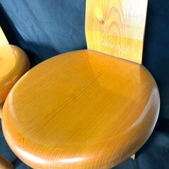 【B396】無垢材ダイニングチェア - ハンドメイド/天然木/2脚/丸椅子/の画像