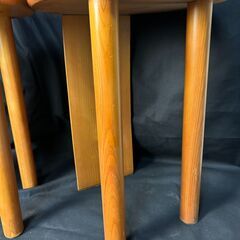 【B396】無垢材ダイニングチェア - ハンドメイド/天然木/2脚/丸椅子/の画像