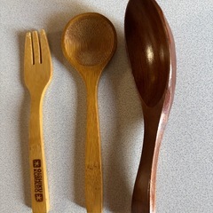 木製レンゲ、ミニフォーク、スプーン4本セットの画像