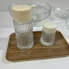 未使用 HOYA ホヤクリスタル 大鉢 小鉢4個 キャニスター 調味料入れ（塩・醤油） トレイ セット の画像
