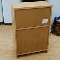 キャビネット 幅59.5×奥行30×高さ89.5cm 多目的収納 ナチュラル 木製 リビングキャビネット 電話台 札幌市 清田区 平岡の画像
