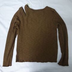 ( E-8 )RETRO GIRL レトロガール 肩ストリップリブ 長袖カットソー ブラウン 茶色 おしゃれ RTGW0001593 中古 未使用品の画像