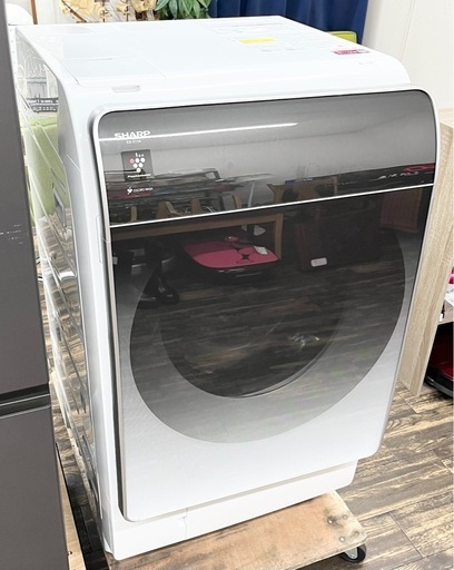 【中古品】2023年製 SHARP シャープ ドラム式 洗濯乾燥機 ハイエンドモデル ES-X11A-SL ハイブリッド乾燥 洗剤自動投入 乾燥フィルター自動掃除 洗濯11kg/乾燥6kg 幅64cm 左開き シルバー 生活家電