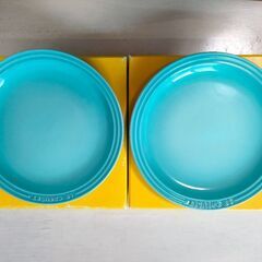 Le Creuset ターコイズ 平皿 2枚セット　オンライン決済可の画像