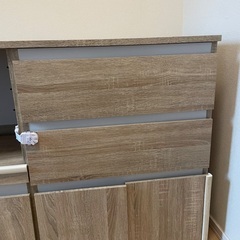 【77%OFF】LOWYA 食器棚 レンジ台 引出しタイプ木目調  の画像