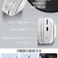 新品　ワイヤレスヘッドホン Bluetooth 5.3 ホワイトの画像