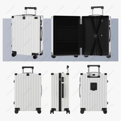 新品未使用　スーツケース L 白 95L USBポート付き カップホルダー付き の画像