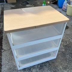 中古　収納ケース　3段　透明　引き出し　プラスチック　ケースの画像