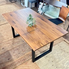 A1733🌟配送♻️設置🉑‼️ マルナクールA ダイニングテーブル 無垢 ウォールナット アイアン幅150cm 高さ70.5cm🌟の画像