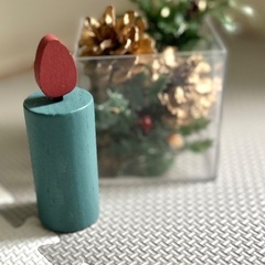 クリスマス　キャンドル　季節　シーズン　小物　オブジェ　置き物　ウッド　木製　飾り　くすみカラー　ニュアンスカラーの画像