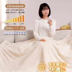 電気毛布 敷き掛け兼用 数秒間速暖 節電 188×130cm 温度調節 洗えるの画像
