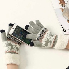 スマホ対応手袋　ぽかぽか　裏ボア 温かい 防風　自転車通勤　ニット手袋の画像