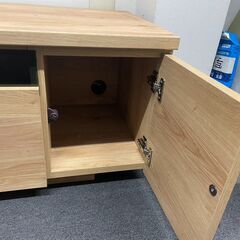 ナチュラル木目調 幅約180cm ローボード テレビ台／引き出し＋扉収納付きの画像