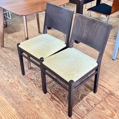 A1734 🌟配達♻️設置🉑‼️ ダイニングテーブル 2人掛け 正方形 木製 幅75cm 高さ70cm2脚セット🌟の画像