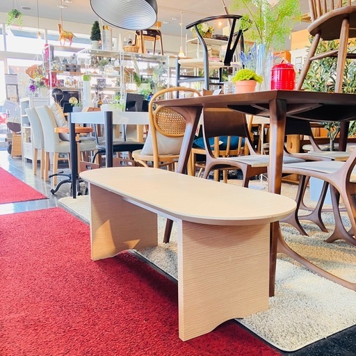 美品 楕円のコーヒーテーブル 120cm ナチュラル モダン リビング