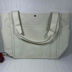 [エフスタイル] トートバッグ 撥水加工厚手 マルチ3ポケット アイボリーの画像