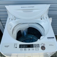 直接引き取り2,800円引き⭐︎大阪府下又は近郊は配送設置込み🉑 SHARP 4.5kg 全自動洗濯機 ES-G4E6-KW 2019年製/YMJ112-06の画像