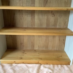 【リサイクルサービス八光】幅88㎝　ホワイト＆ブラウン　木製収納t棚の画像