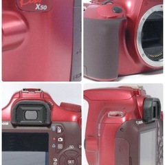 ✨人気カラー✨Canon EOS Kiss X50 一眼レフカメラ レンズキット　レッド元箱付の画像