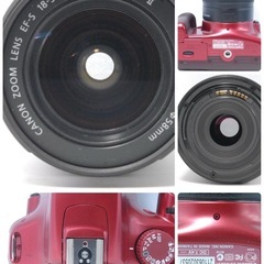 ✨人気カラー✨Canon EOS Kiss X50 一眼レフカメラ レンズキット　レッド元箱付の画像